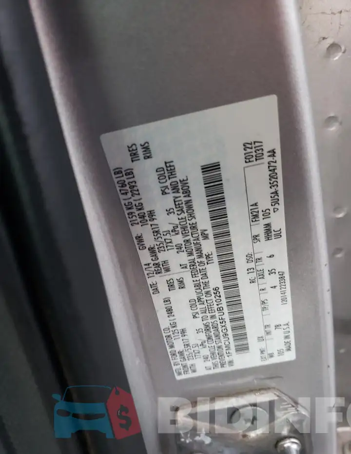 1FMCU9GX5FUB10256 Photo# 12