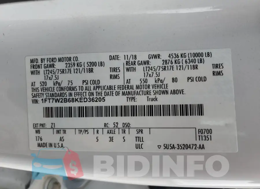 1FT7W2B68KED36205 Photo# 12
