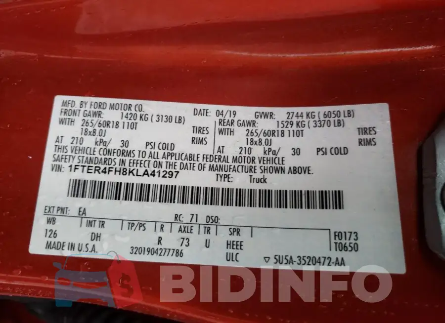 1FTER4FH8KLA41297 Photo# 12