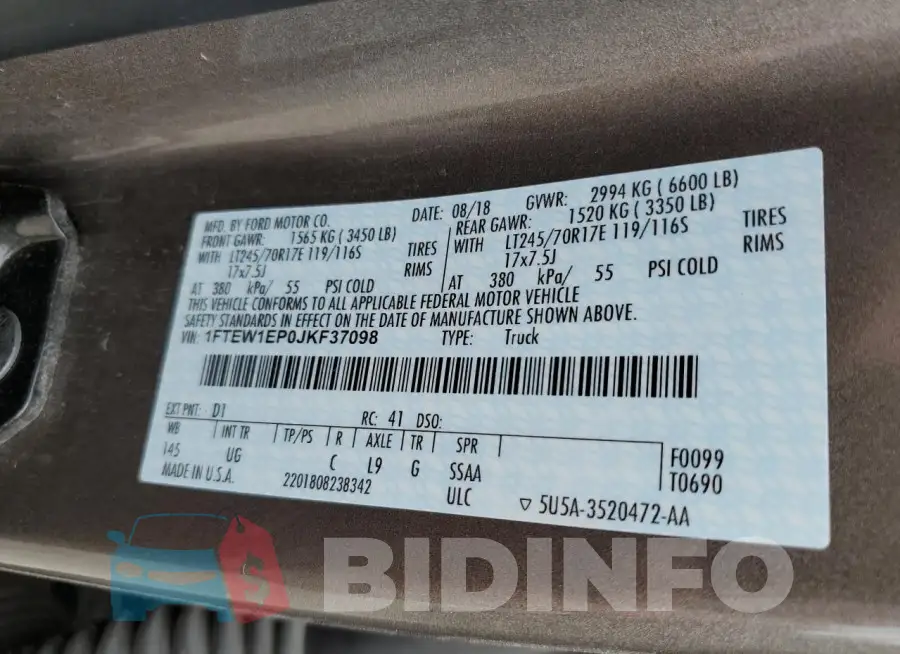 1FTEW1EP0JKF37098 Photo# 12