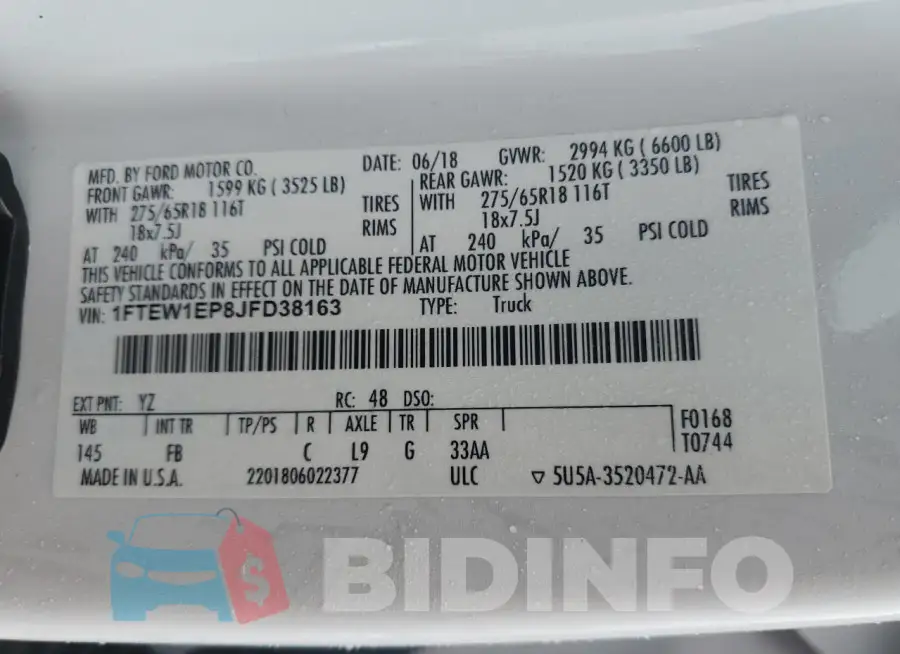 1FTEW1EP8JFD38163 Photo# 12