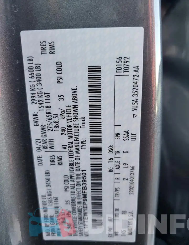 1FTEW1EP9MFB39501 Photo# 12