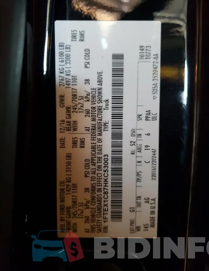 1FTEX1C87HKC53003 Photo# 13