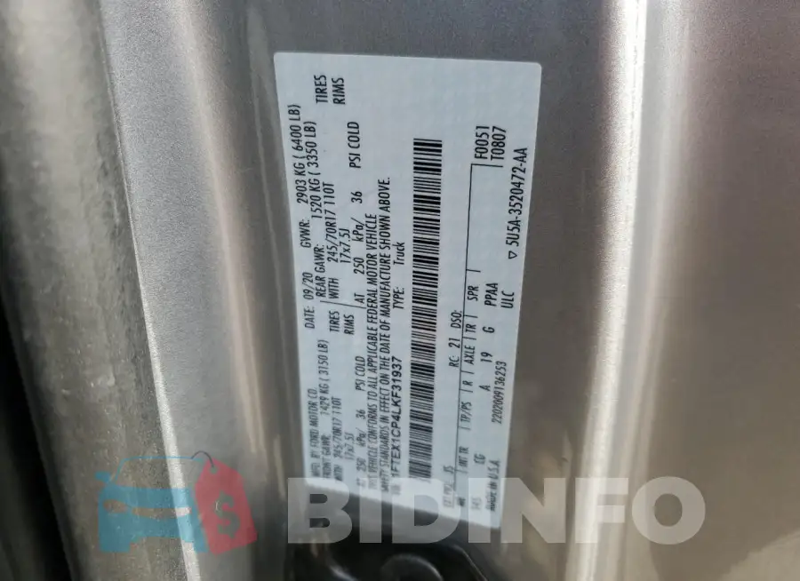 1FTEX1CP4LKF31937 Photo# 12