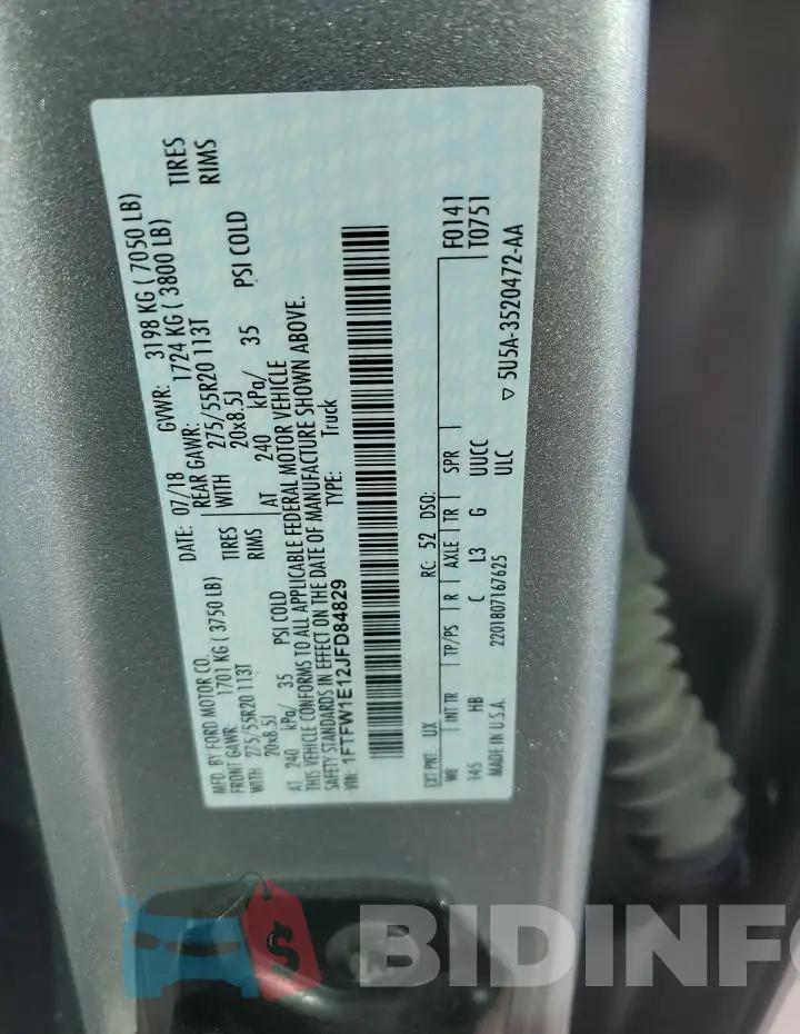 1FTFW1E12JFD84829 Photo# 12