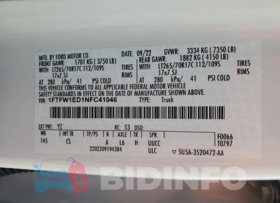 1FTFW1ED1NFC41046 Photo# 13