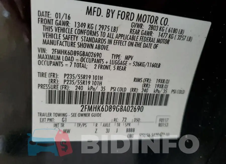 2FMHK6D89GBA02690 Photo# 13