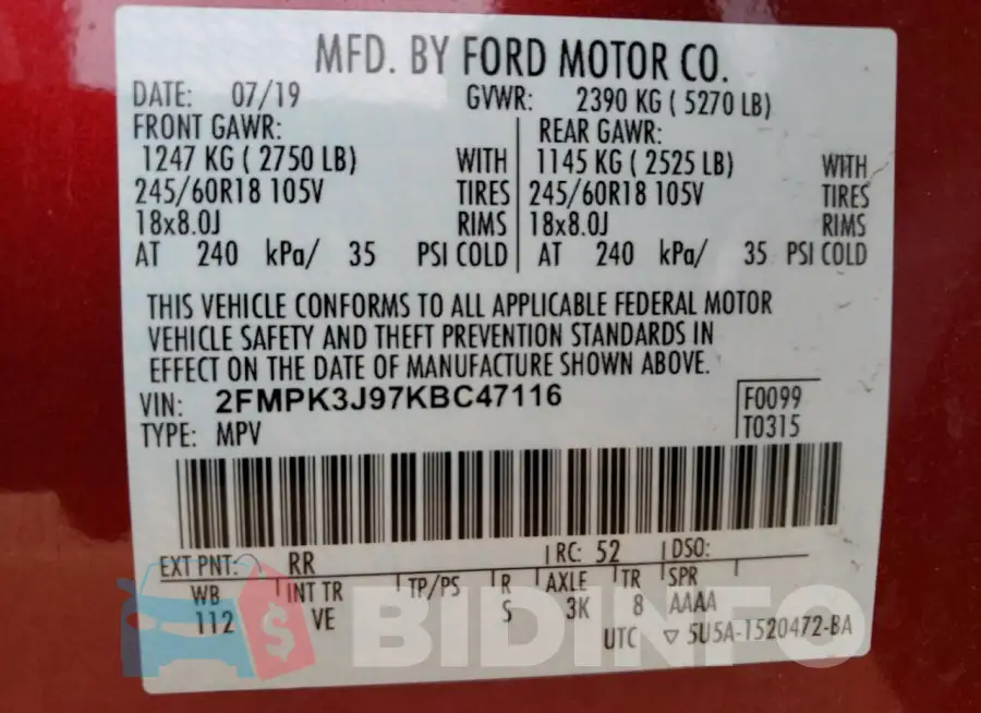 2FMPK3J97KBC47116 Photo# 14