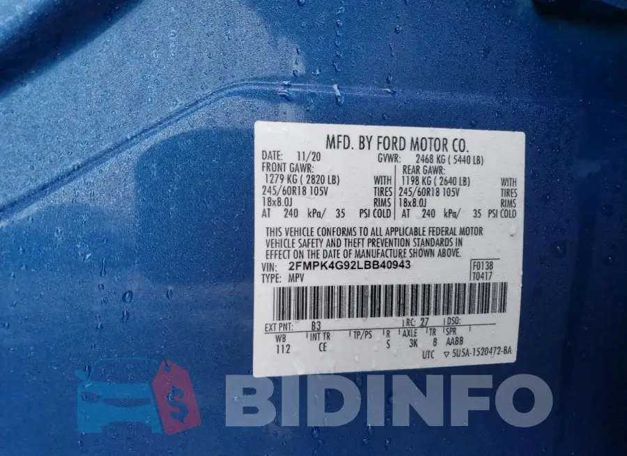2FMPK4G92LBB40943 Photo# 12