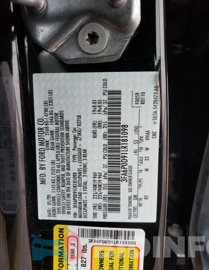 3FA6P0D91LR181098 Photo# 12