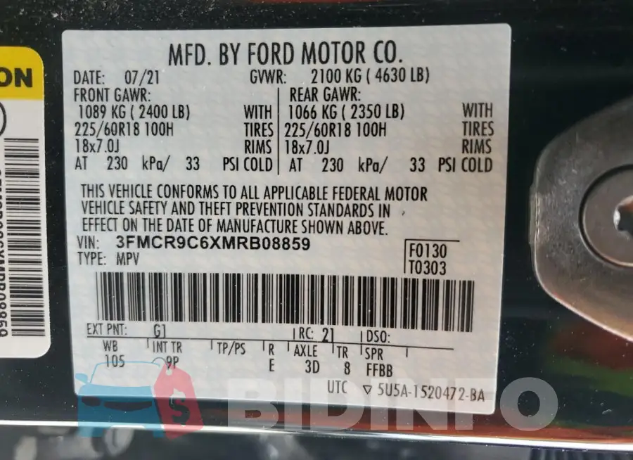 3FMCR9C6XMRB08859 Photo# 14