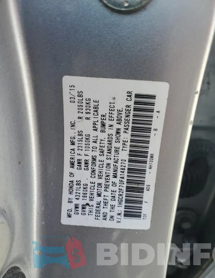 1HGCR2F70FA148270 Photo# 12