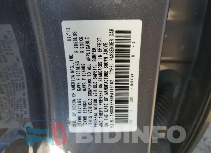 1HGCR2F80FA119182 Photo# 12