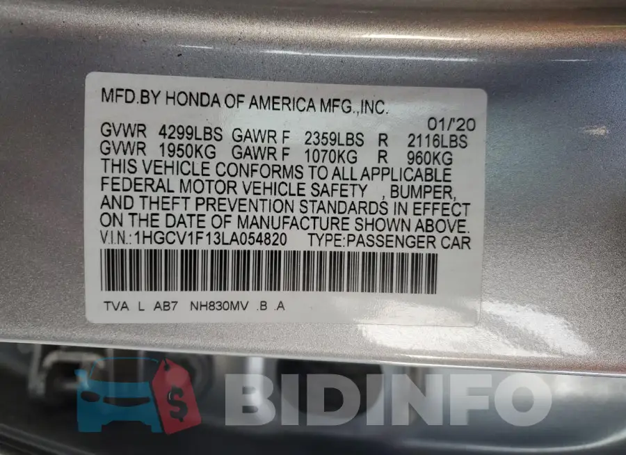 1HGCV1F13LA054820 Photo# 13