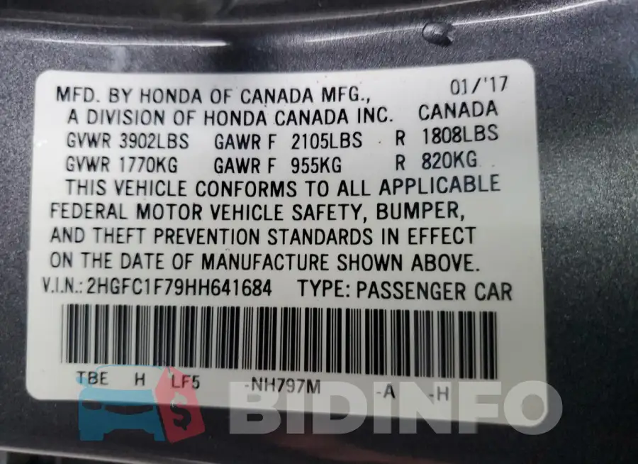 2HGFC1F79HH641684 Photo# 12