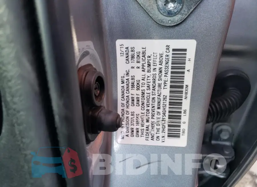 2HGFC2F54GH521262 Photo# 12
