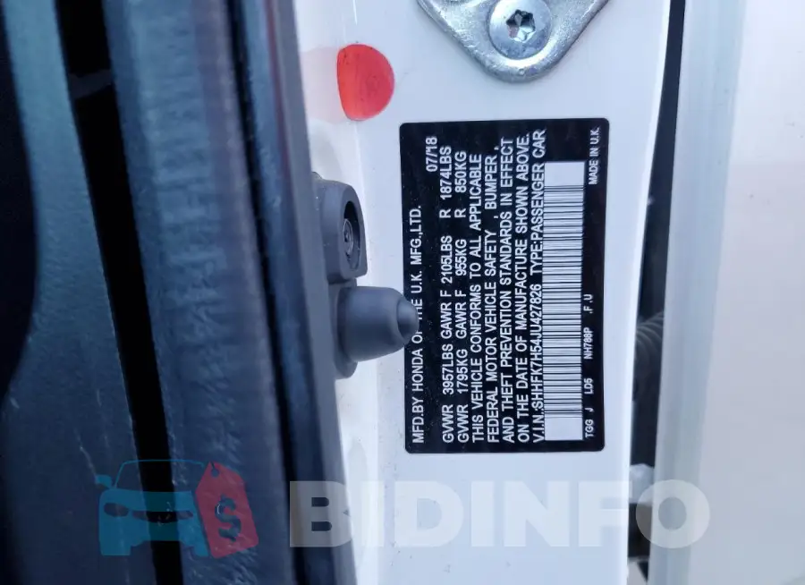 SHHFK7H54JU427826 Photo# 12