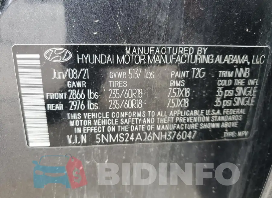 5NMS24AJ6NH376047 Photo# 13