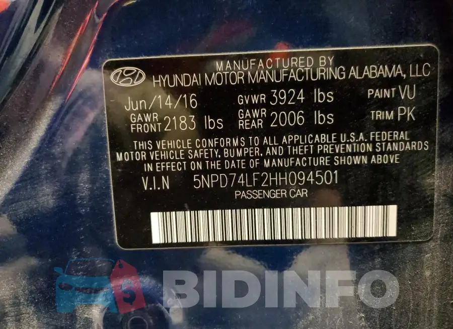 5NPD74LF2HH094501 Photo# 12