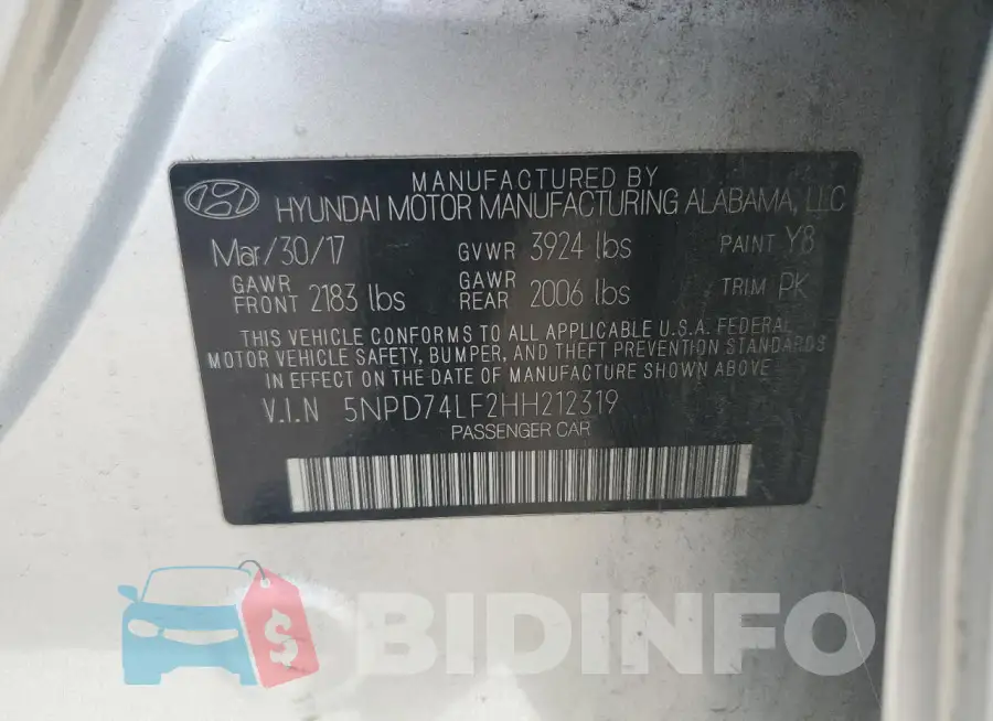 5NPD74LF2HH212319 Photo# 13