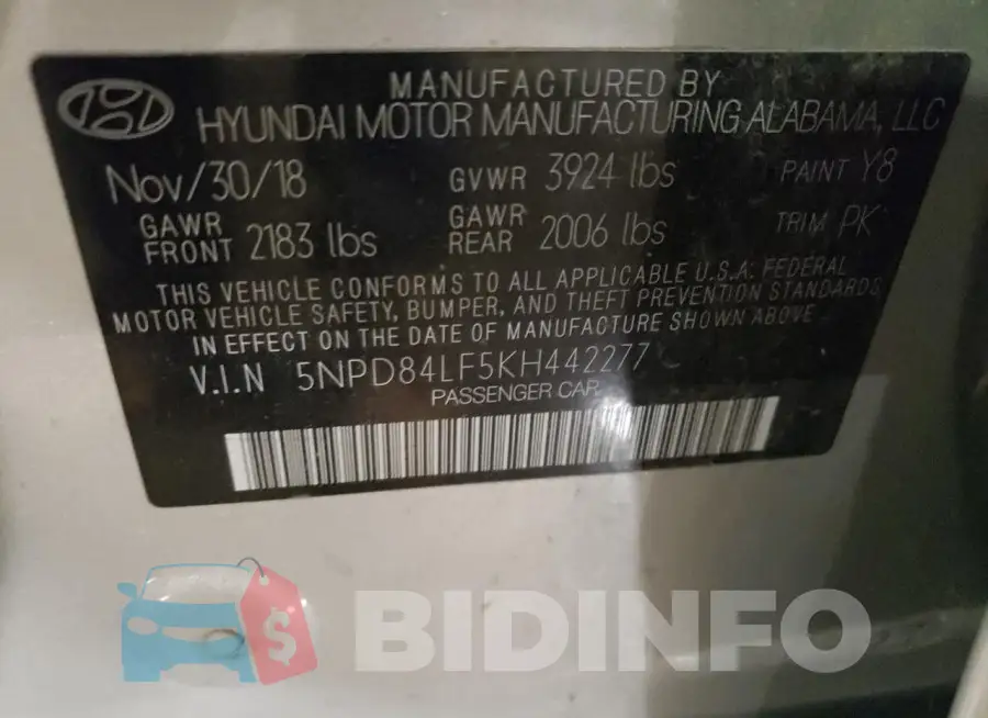 5NPD84LF5KH442277 Photo# 12