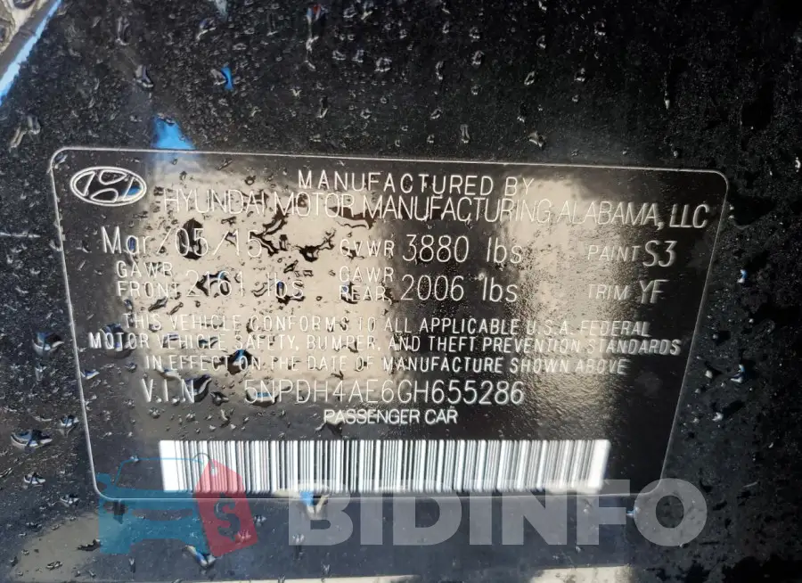 5NPDH4AE6GH655286 Photo# 12