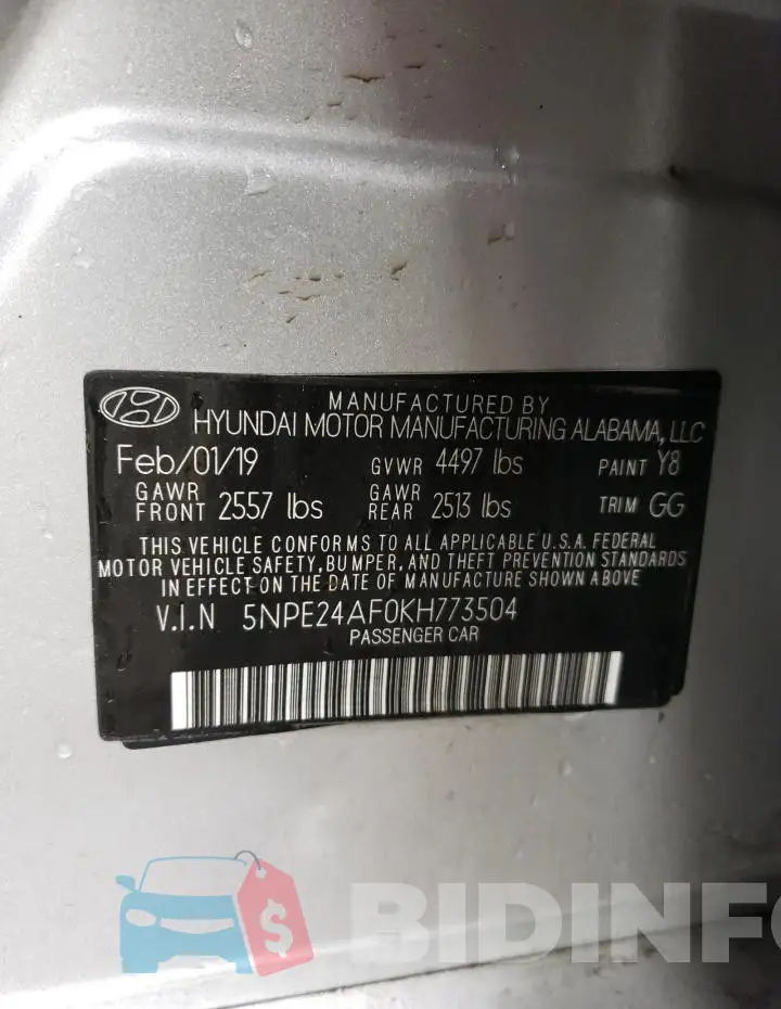 5NPE24AF0KH773504 Photo# 12