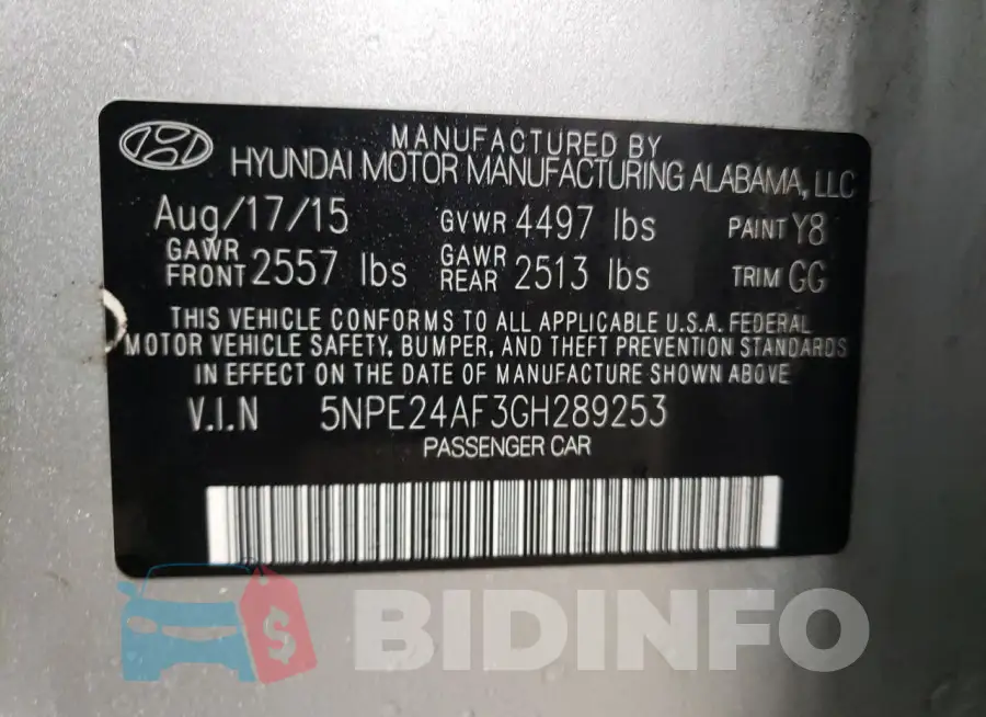 5NPE24AF3GH289253 Photo# 12
