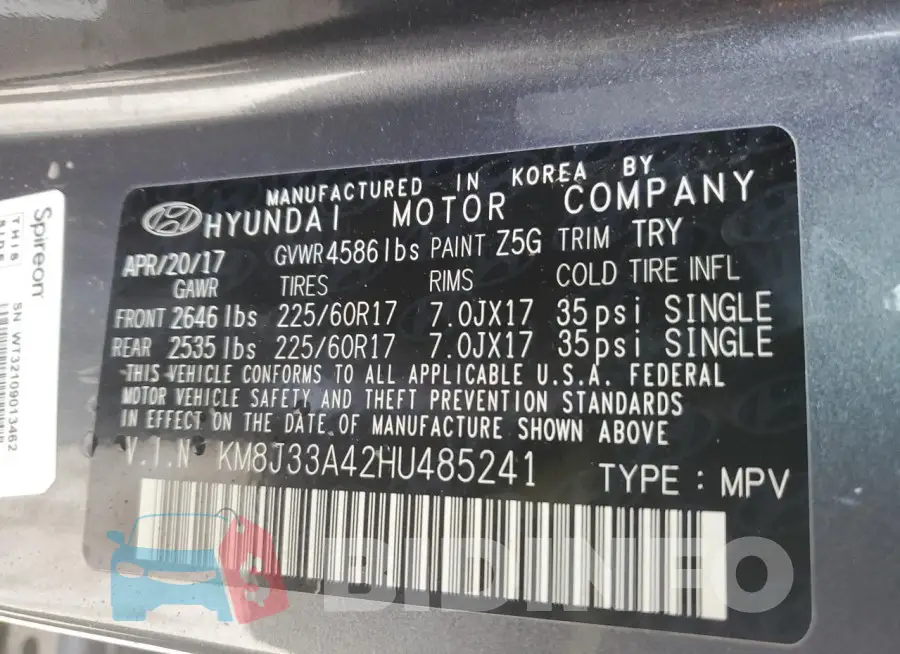 KM8J33A42HU485241 Photo# 13