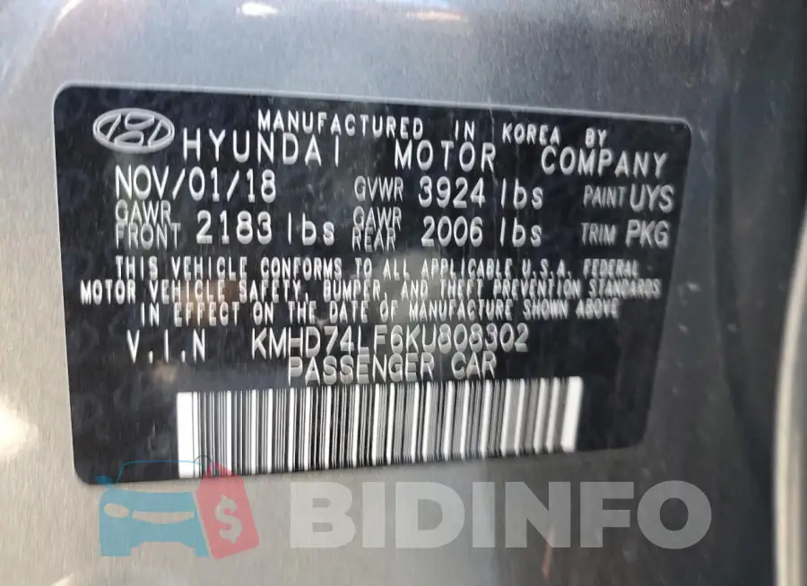KMHD74LF6KU808302 Photo# 12
