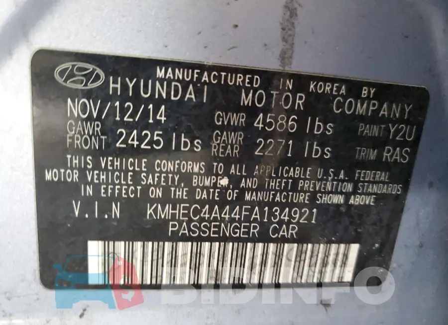 KMHEC4A44FA134921 Photo# 12