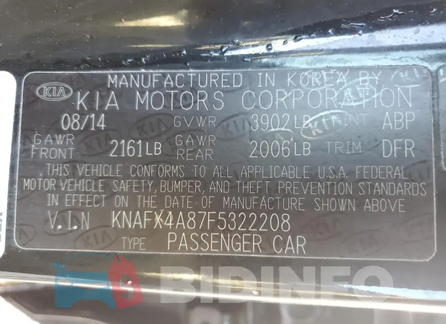 KNAFX4A87F5322208 Photo# 12