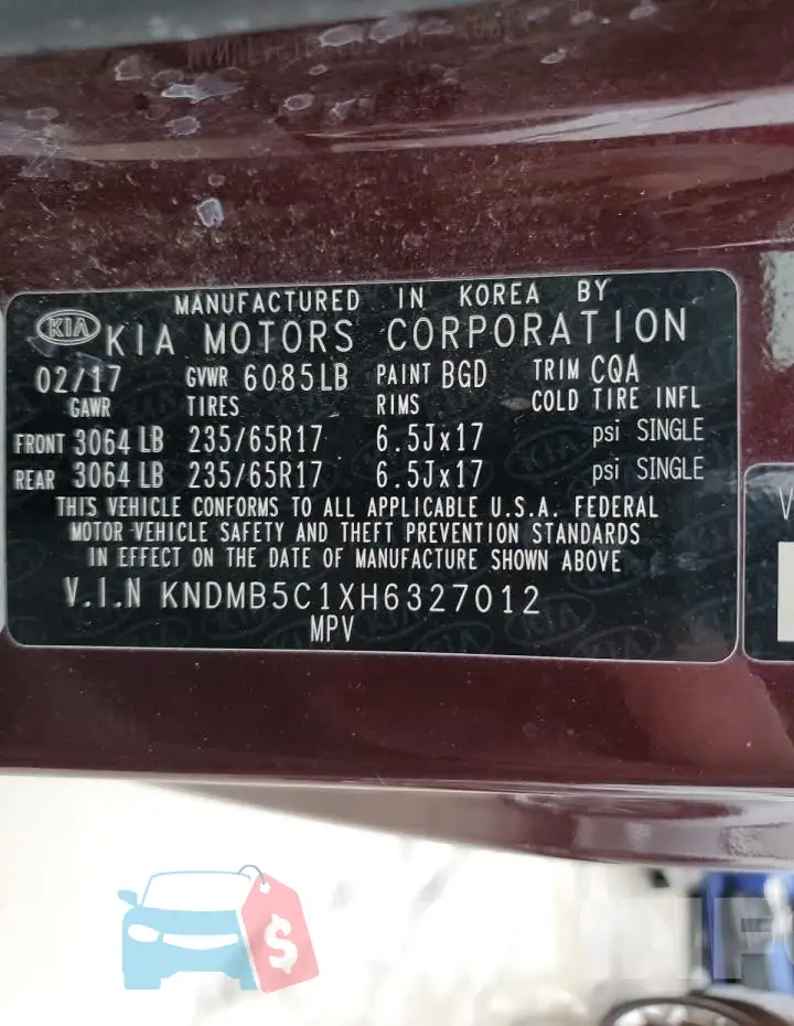 KNDMB5C1XH6327012 Photo# 14