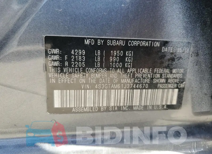4S3GTAM61J3744670 Photo# 12