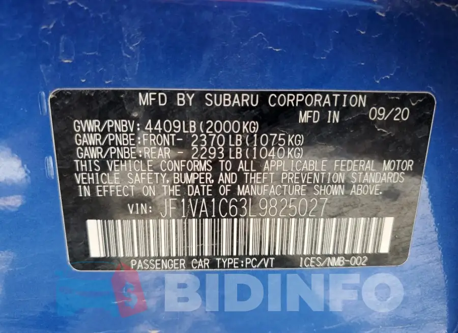 JF1VA1C63L9825027 Photo# 12