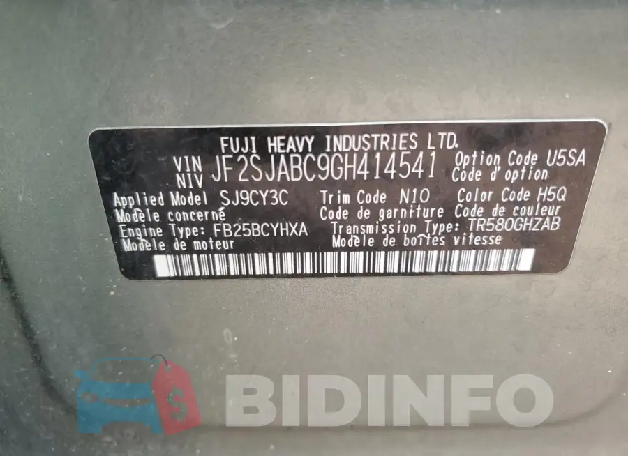 JF2SJABC9GH414541 Photo# 12