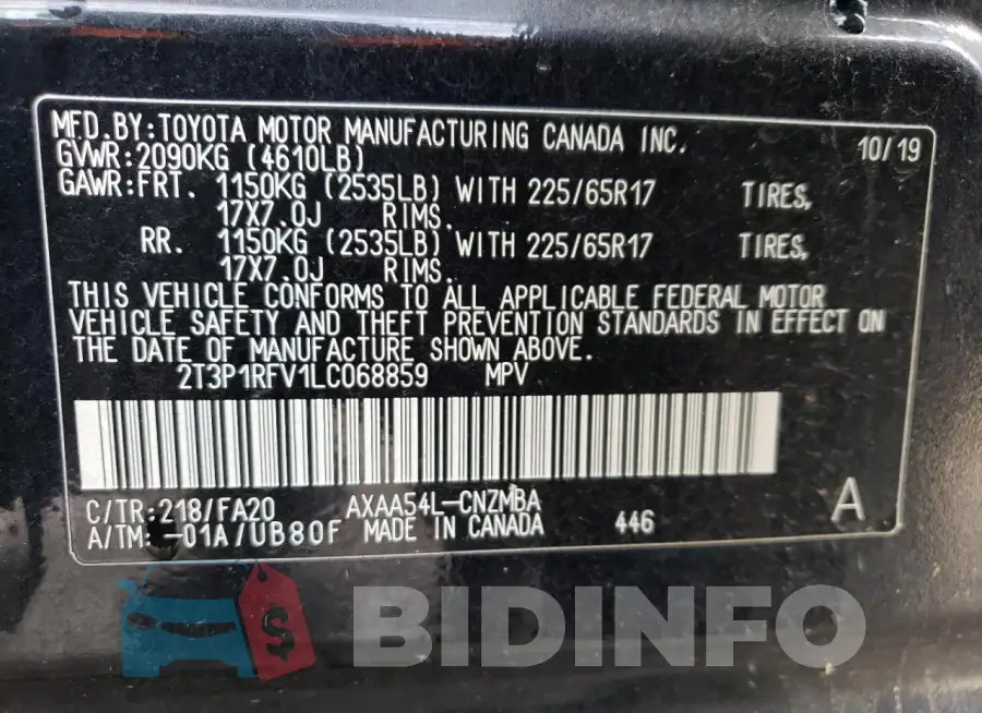 2T3P1RFV1LC068859 Photo# 13