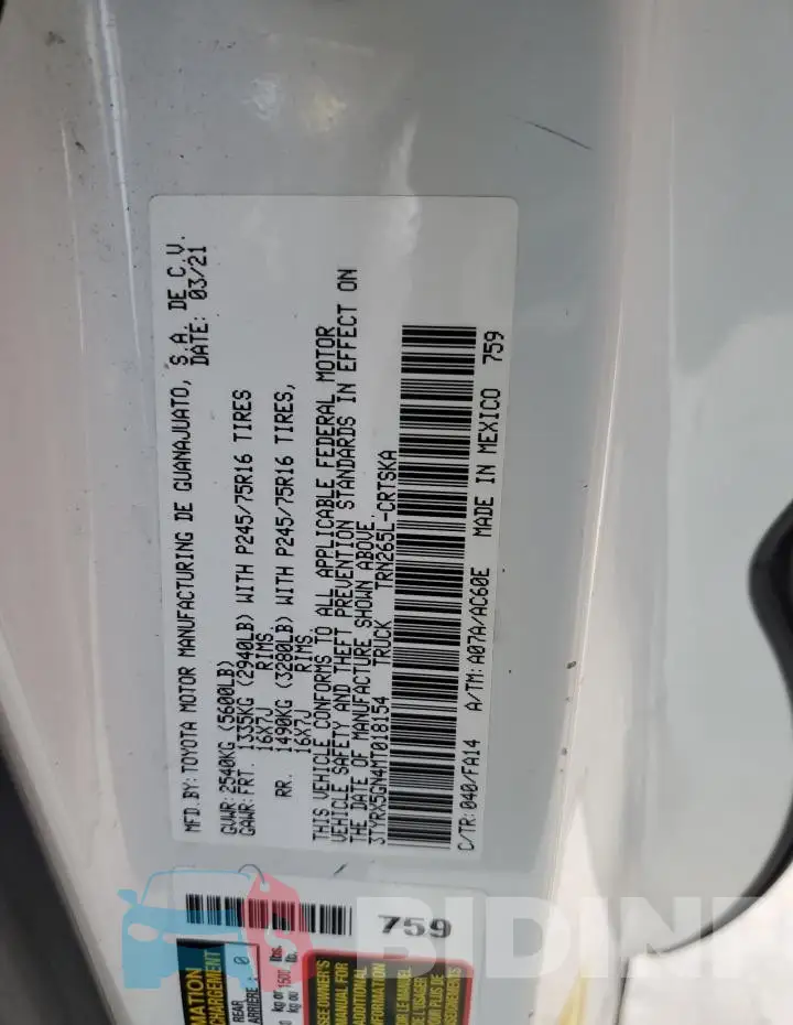 3TYRX5GN4MT018154 Photo# 12