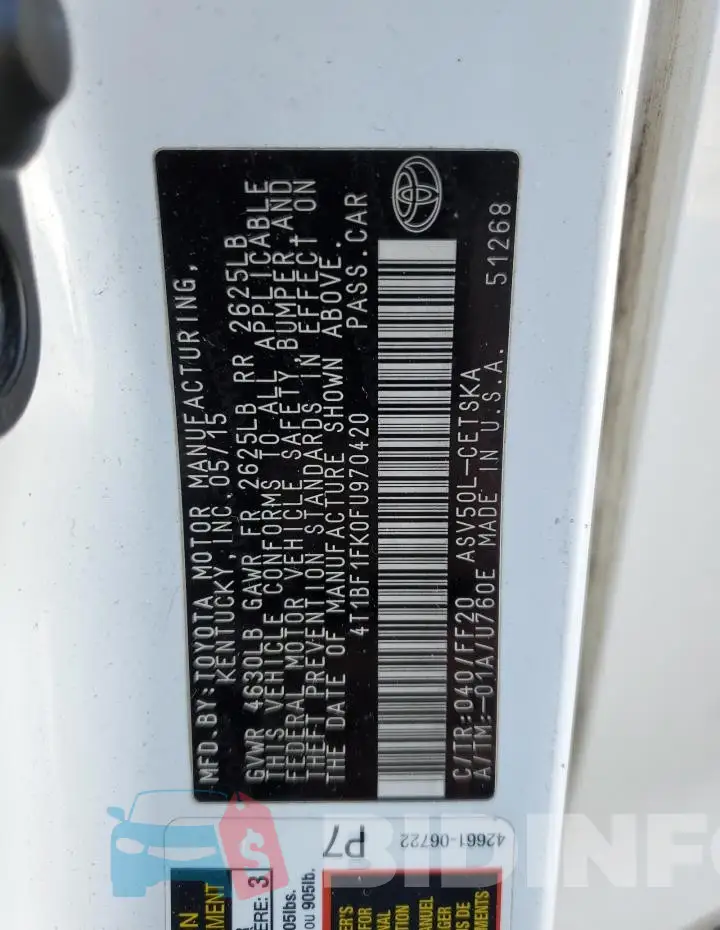 4T1BF1FK0FU970420 Photo# 12