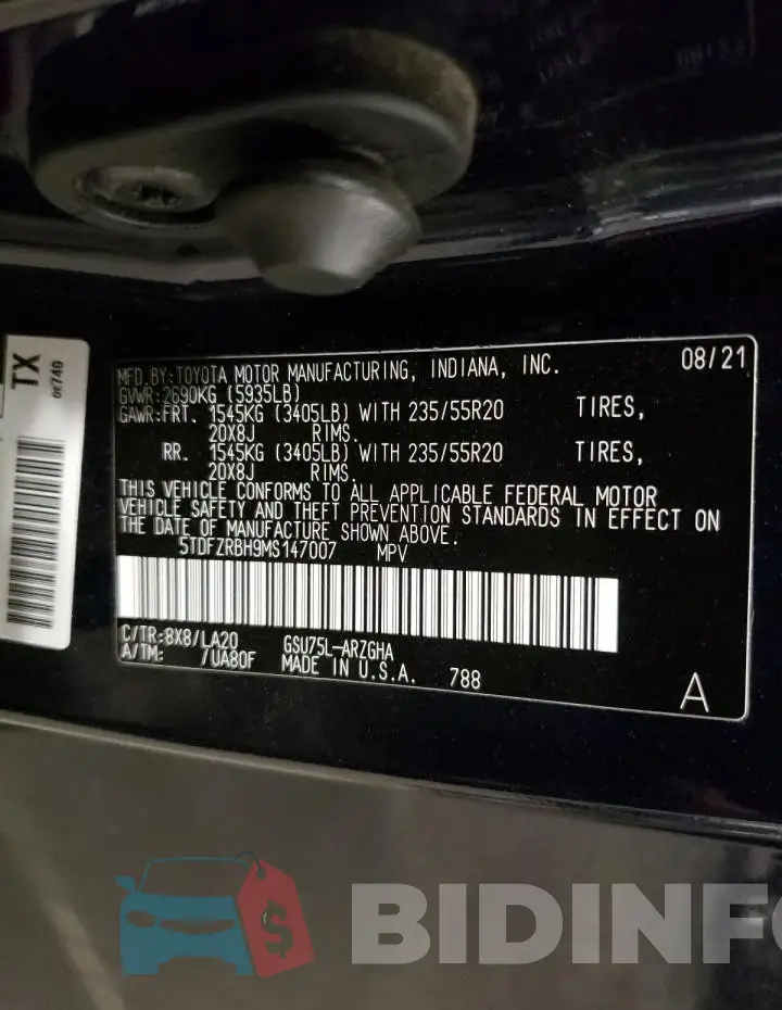 5TDFZRBH9MS147007 Photo# 13