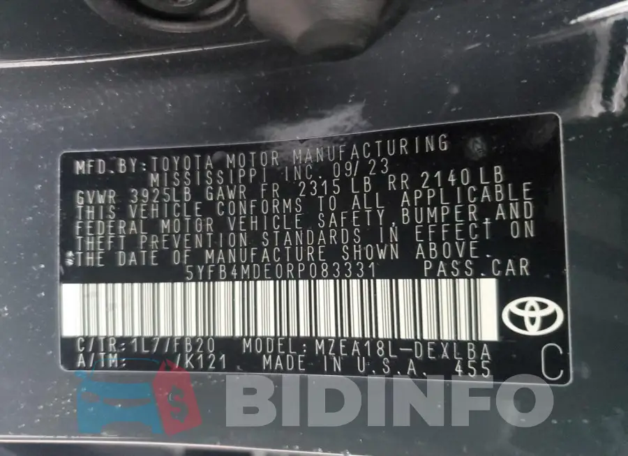 5YFB4MDE0RP083331 Photo# 12