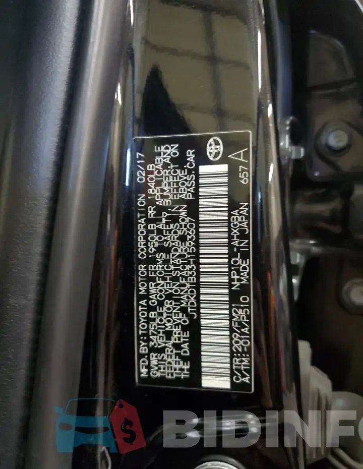 JTDKDTB33H1593607 Photo# 12