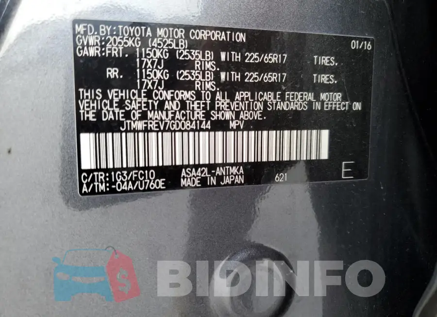 JTMWFREV7GD084144 Photo# 12