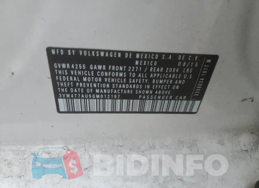 3VW4T7AU5GM012197 Photo# 13