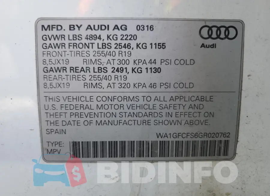 WA1GFCFS6GR020762 Photo# 13