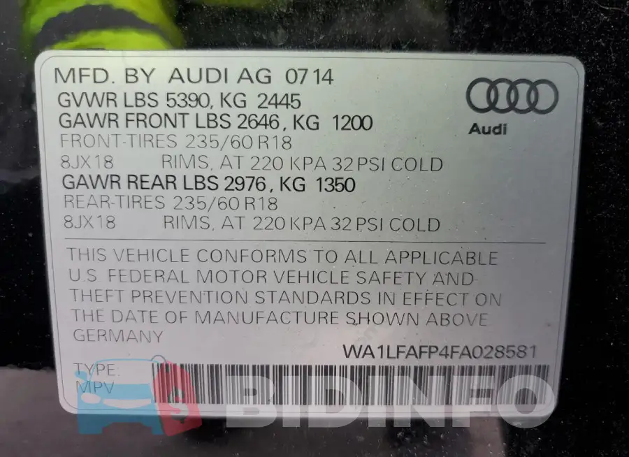 WA1LFAFP4FA028581 Photo# 12