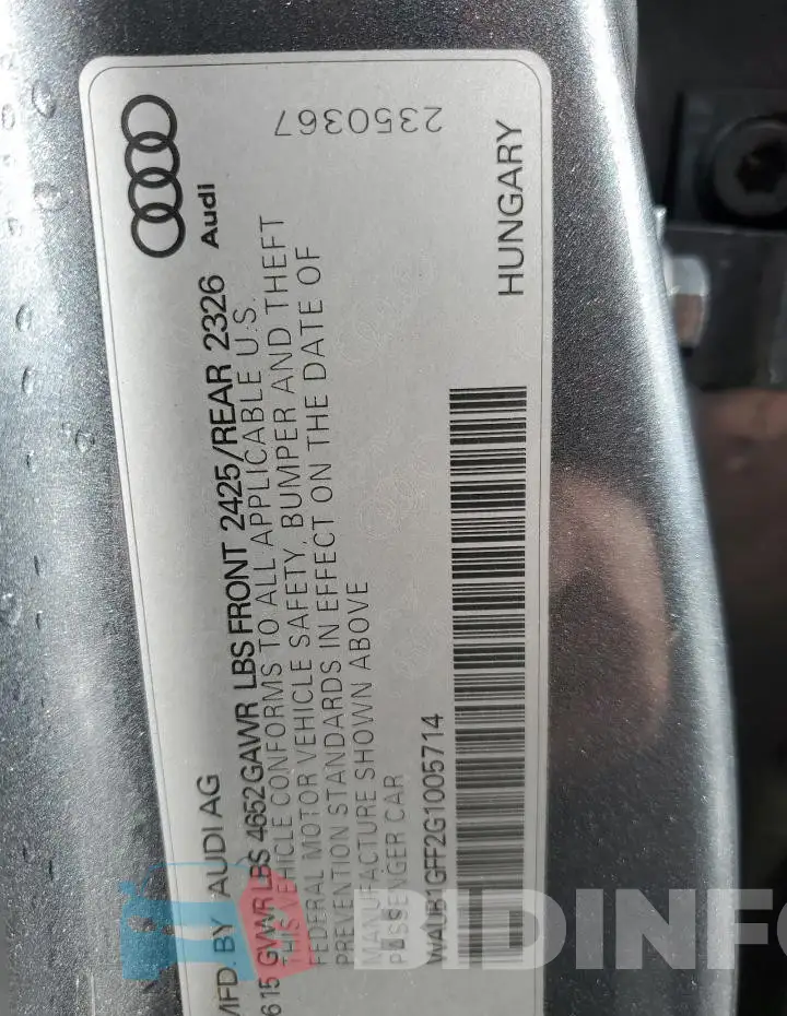WAUB1GFF2G1005714 Photo# 12