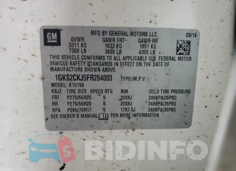 1GKS2CKJ5FR284003 Photo# 13