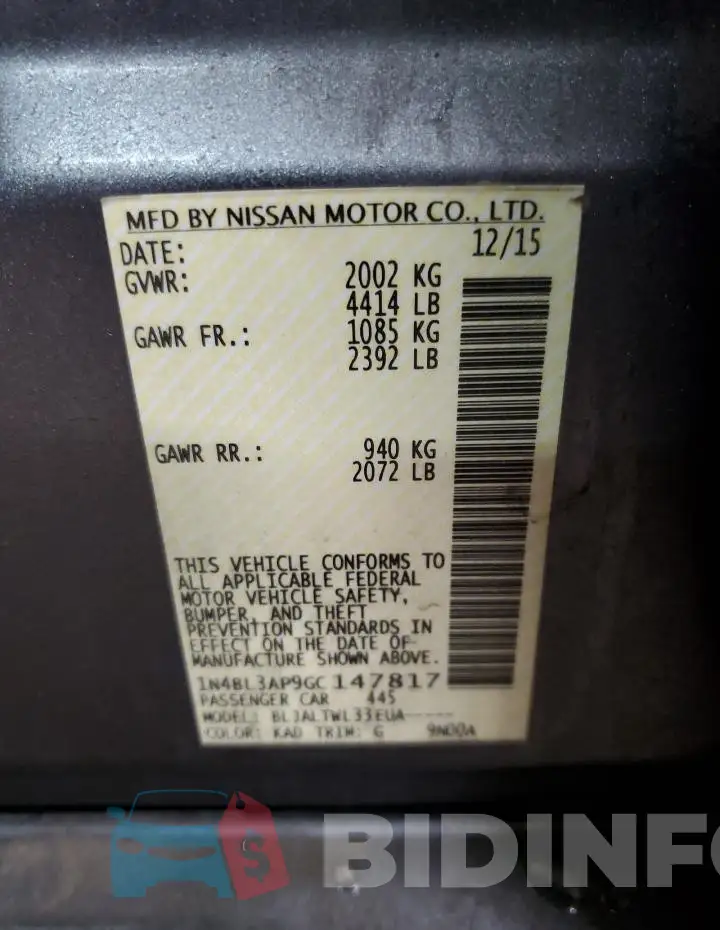 1N4BL3AP9GC147817 Photo# 12