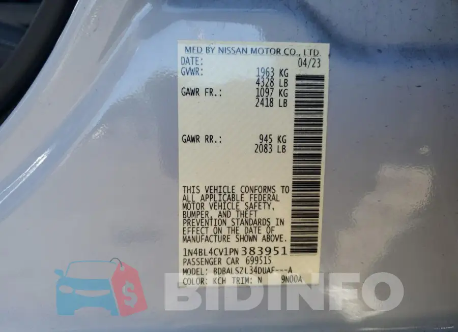 1N4BL4CV1PN383951 Photo# 12